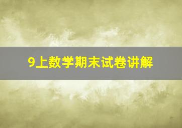 9上数学期末试卷讲解