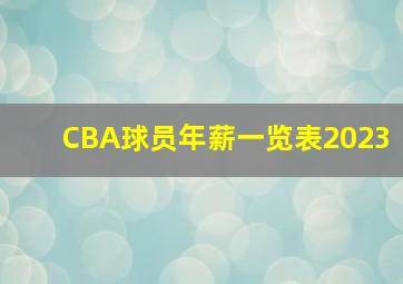 CBA球员年薪一览表2023