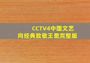 CCTV4中国文艺向经典致敬王昆完整版