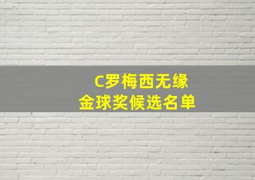 C罗梅西无缘金球奖候选名单