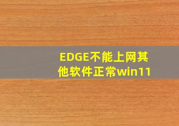 EDGE不能上网其他软件正常win11