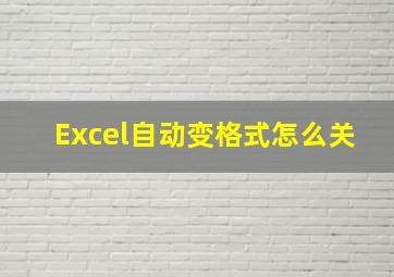 Excel自动变格式怎么关