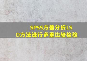 SPSS方差分析LSD方法进行多重比较检验