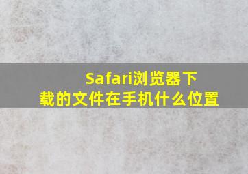 Safari浏览器下载的文件在手机什么位置