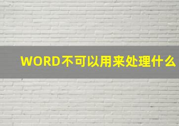 WORD不可以用来处理什么