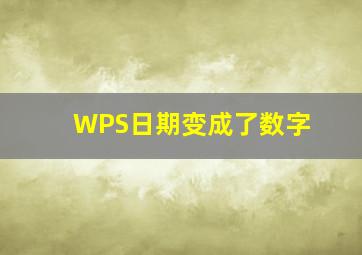 WPS日期变成了数字