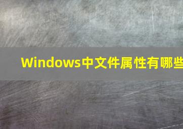 Windows中文件属性有哪些