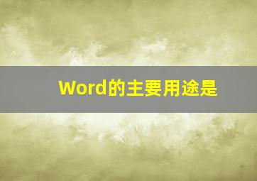 Word的主要用途是