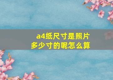 a4纸尺寸是照片多少寸的呢怎么算