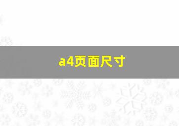 a4页面尺寸