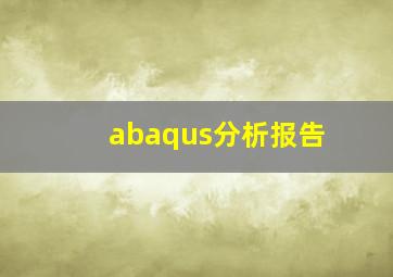 abaqus分析报告