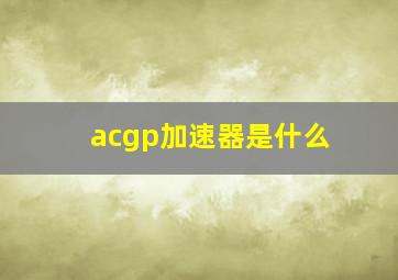 acgp加速器是什么