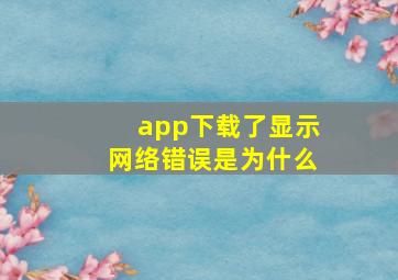 app下载了显示网络错误是为什么