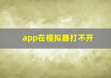 app在模拟器打不开