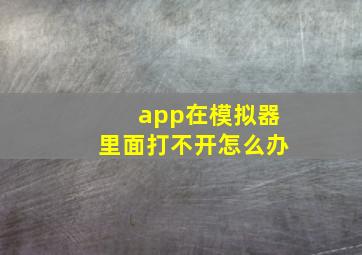 app在模拟器里面打不开怎么办