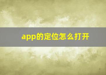 app的定位怎么打开