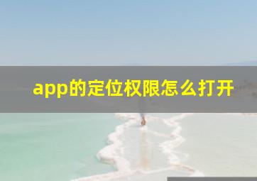 app的定位权限怎么打开