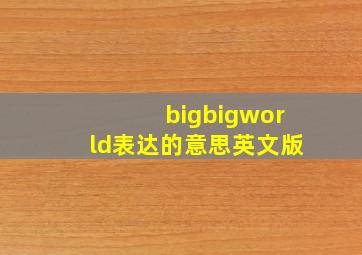 bigbigworld表达的意思英文版