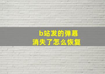 b站发的弹幕消失了怎么恢复