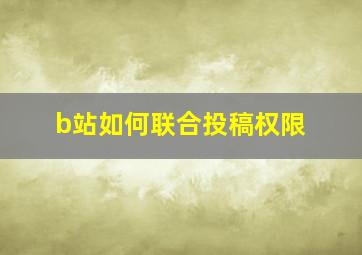 b站如何联合投稿权限