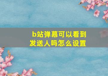 b站弹幕可以看到发送人吗怎么设置