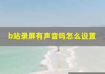 b站录屏有声音吗怎么设置