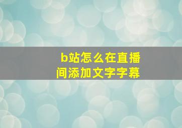 b站怎么在直播间添加文字字幕