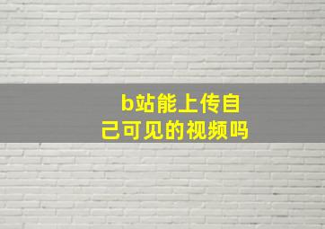 b站能上传自己可见的视频吗