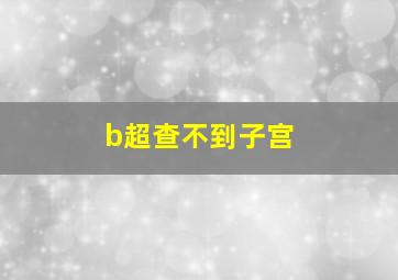 b超查不到子宫