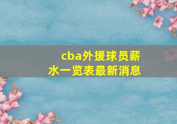 cba外援球员薪水一览表最新消息