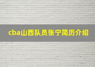 cba山西队员张宁简历介绍