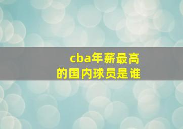 cba年薪最高的国内球员是谁