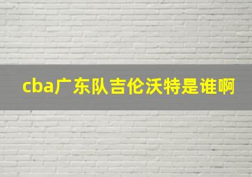 cba广东队吉伦沃特是谁啊