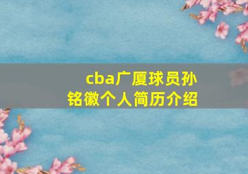 cba广厦球员孙铭徽个人简历介绍