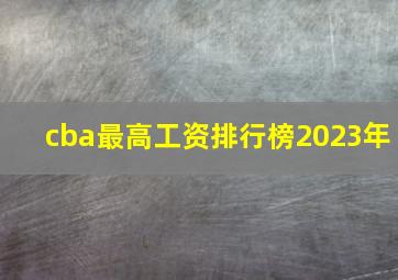 cba最高工资排行榜2023年