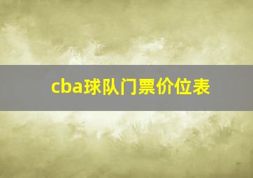 cba球队门票价位表