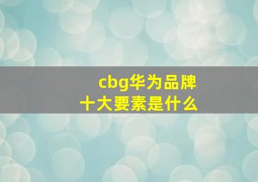 cbg华为品牌十大要素是什么