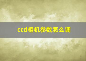 ccd相机参数怎么调