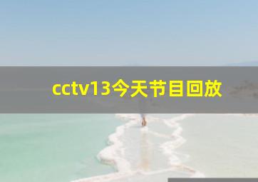 cctv13今天节目回放