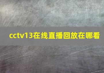 cctv13在线直播回放在哪看