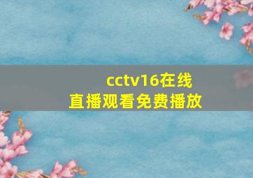 cctv16在线直播观看免费播放