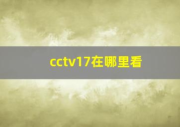 cctv17在哪里看