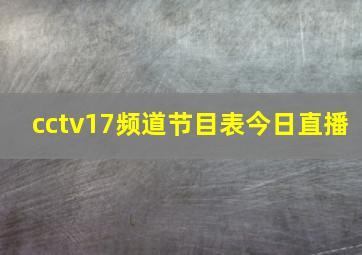 cctv17频道节目表今日直播