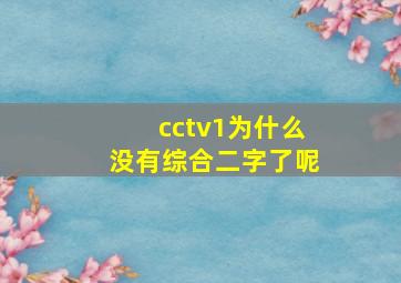 cctv1为什么没有综合二字了呢