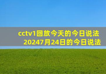 cctv1回放今天的今日说法20247月24日的今日说法