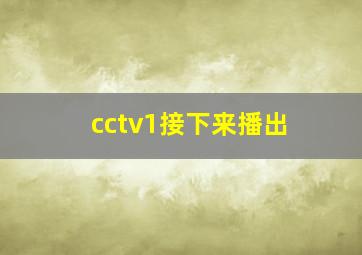 cctv1接下来播出