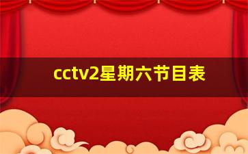 cctv2星期六节目表