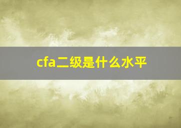 cfa二级是什么水平