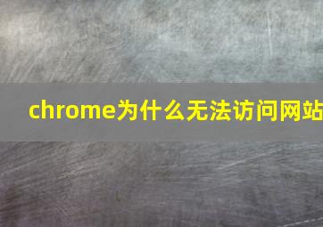 chrome为什么无法访问网站