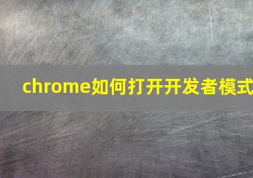 chrome如何打开开发者模式